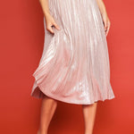 Pleated Midi Skirt - Blush-Skirt- Hometown Style HTS, women's in store and online boutique located in Ingersoll, Ontario