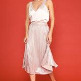 Pleated Midi Skirt - Blush-Skirt- Hometown Style HTS, women's in store and online boutique located in Ingersoll, Ontario