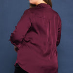 Recycled Button Down Blouse - Plum-blouse- Hometown Style HTS, women's in store and online boutique located in Ingersoll, Ontario