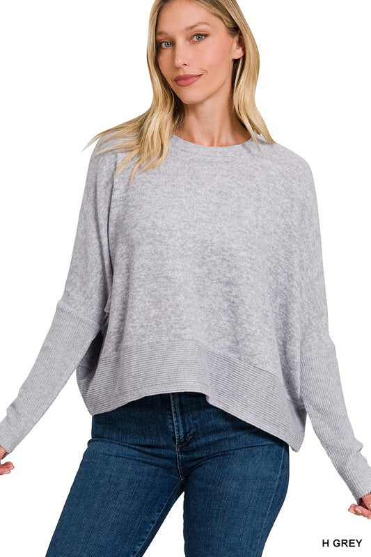 Dolman Sleeve Sweater - Grey-Sweater- Hometown Style HTS, women's in store and online boutique located in Ingersoll, Ontario