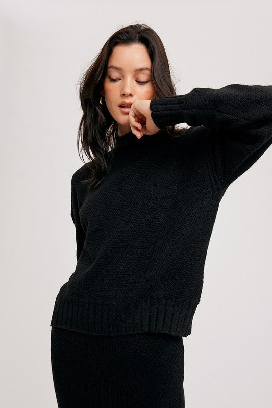 Mock Neck Pullover - Black-Sweater- Hometown Style HTS, women's in store and online boutique located in Ingersoll, Ontario