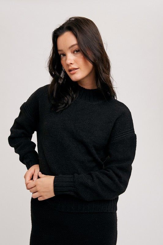 Mock Neck Pullover - Black-Sweater- Hometown Style HTS, women's in store and online boutique located in Ingersoll, Ontario