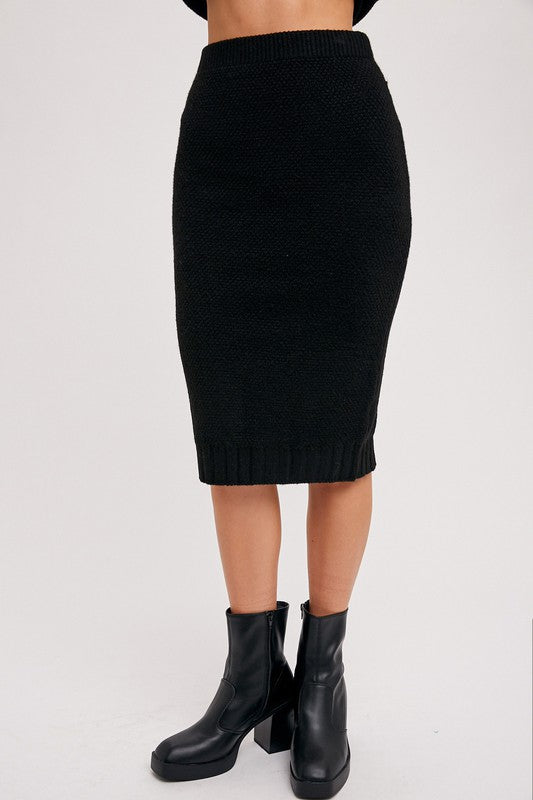 H Line Sweater Skirt - Black-Skirt- Hometown Style HTS, women's in store and online boutique located in Ingersoll, Ontario