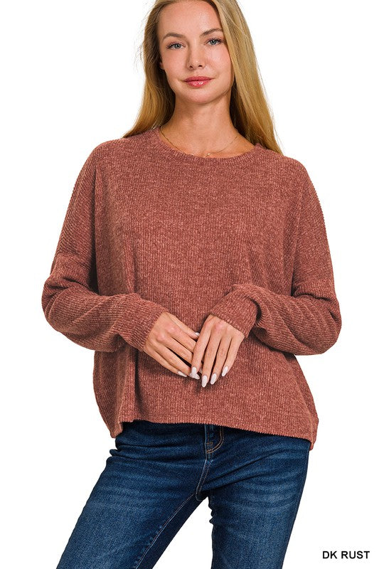 Dolman Long Sleeve Sweater - Rust-Sweater- Hometown Style HTS, women's in store and online boutique located in Ingersoll, Ontario