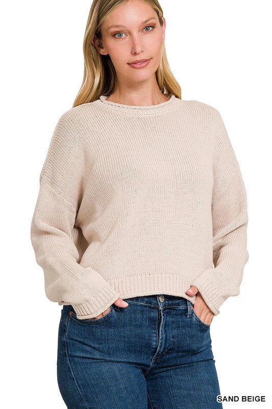 Knitted Basic Pullover - Latte-Sweater- Hometown Style HTS, women's in store and online boutique located in Ingersoll, Ontario