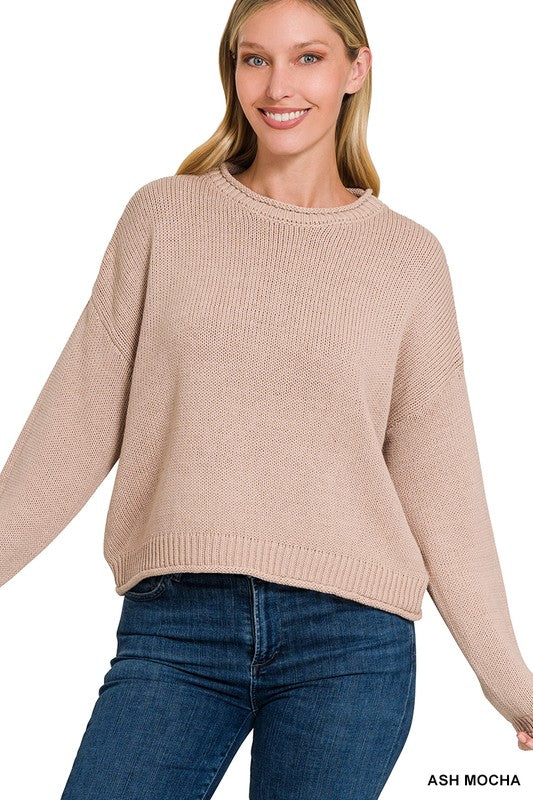 Knitted Basic Pullover - Mocha-Sweater- Hometown Style HTS, women's in store and online boutique located in Ingersoll, Ontario