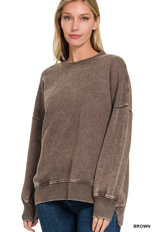 Hi-Low Pullover with Pockets - Brown-Sweater- Hometown Style HTS, women's in store and online boutique located in Ingersoll, Ontario