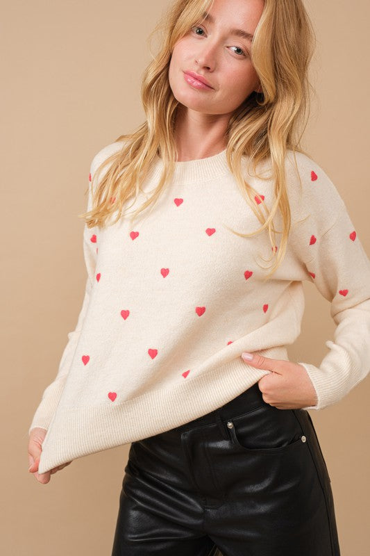 A Little Love Sweater - Red-Sweater- Hometown Style HTS, women's in store and online boutique located in Ingersoll, Ontario