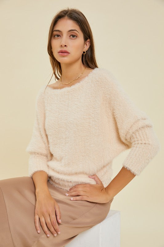 Shrug Fuzzy Sweater - Beige-Sweater- Hometown Style HTS, women's in store and online boutique located in Ingersoll, Ontario