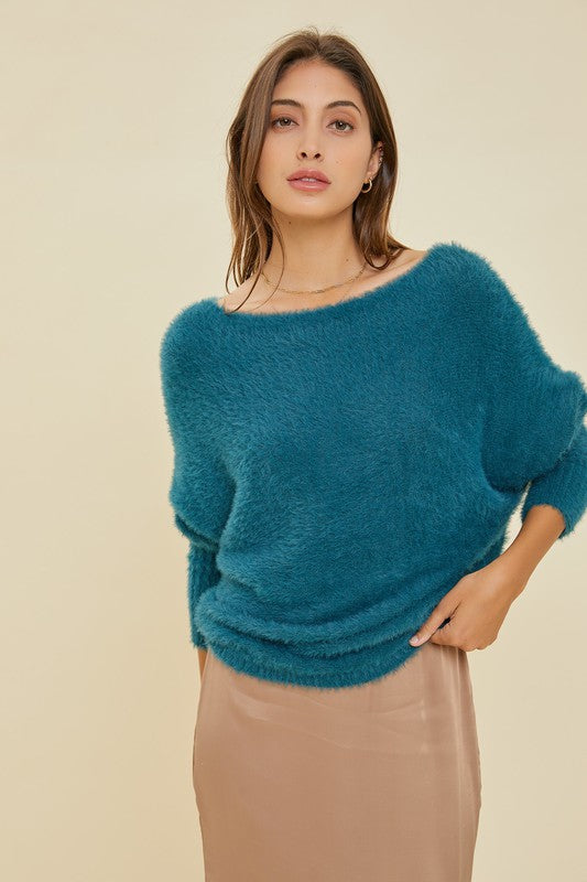 Shrug Fuzzy Sweater - Peacock-Sweater- Hometown Style HTS, women's in store and online boutique located in Ingersoll, Ontario