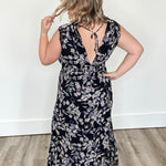 Floral Open Back Maxi Dress - Black-dress- Hometown Style HTS, women's in store and online boutique located in Ingersoll, Ontario