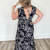 Floral Open Back Maxi Dress - Black-dress- Hometown Style HTS, women's in store and online boutique located in Ingersoll, Ontario