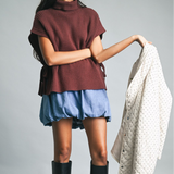 Turtle Neck Sweater Vest - Brown-Sweaters and Cardigans- Hometown Style HTS, women's in store and online boutique located in Ingersoll, Ontario