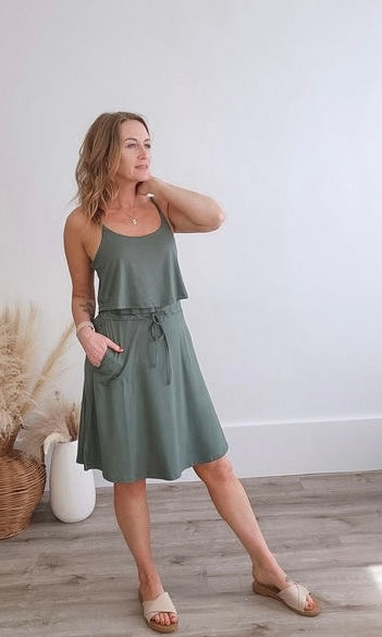 All Thread Catamaran Dress - Olive-Dress- Hometown Style HTS, women's in store and online boutique located in Ingersoll, Ontario