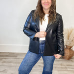 Faux Leather Blazer-Blazer- Hometown Style HTS, women's in store and online boutique located in Ingersoll, Ontario