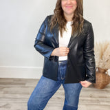 Faux Leather Blazer-Blazer- Hometown Style HTS, women's in store and online boutique located in Ingersoll, Ontario