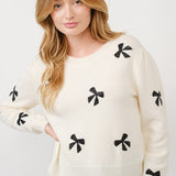 Bow Bead Sweater - Cream-Sweater- Hometown Style HTS, women's in store and online boutique located in Ingersoll, Ontario