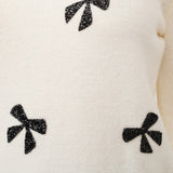 Bow Bead Sweater - Cream-Sweater- Hometown Style HTS, women's in store and online boutique located in Ingersoll, Ontario