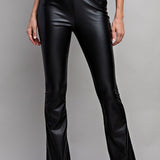 Faux Leather Flare Pants - Black-Pants- Hometown Style HTS, women's in store and online boutique located in Ingersoll, Ontario