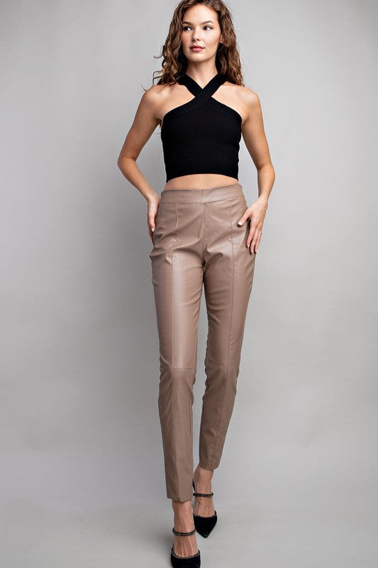 Faux Leather Skinny Leg Pants - Coco-leggings- Hometown Style HTS, women's in store and online boutique located in Ingersoll, Ontario