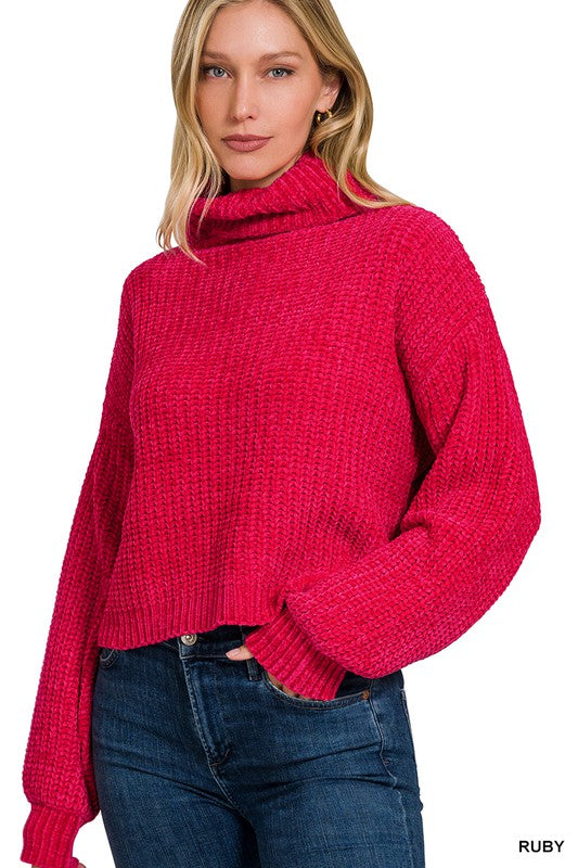 Chenille Turtleneck Sweater -Ruby-Sweater- Hometown Style HTS, women's in store and online boutique located in Ingersoll, Ontario