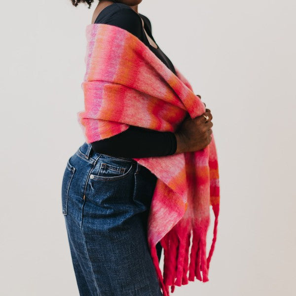 Adventure Ombre Scarf - Pink, Rust, Grey Colours-scarf- Hometown Style HTS, women's in store and online boutique located in Ingersoll, Ontario