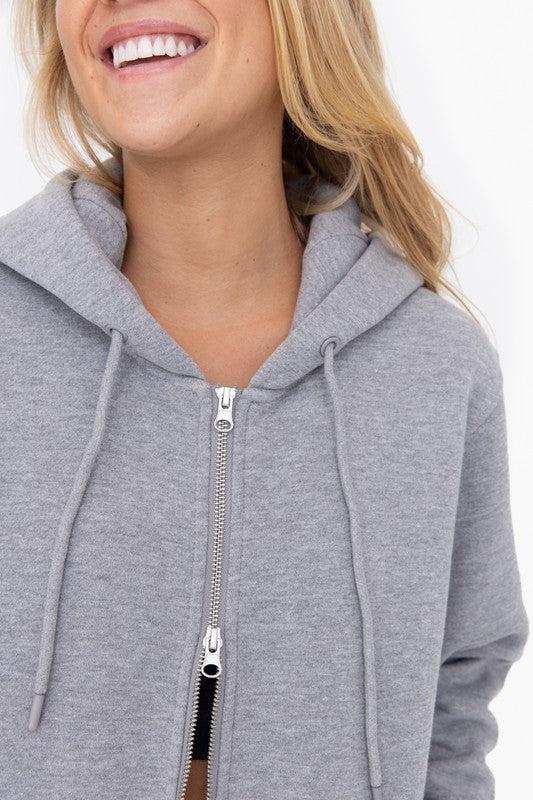 Longline Full-Zip Hoodie - Grey-hoodie- Hometown Style HTS, women's in store and online boutique located in Ingersoll, Ontario