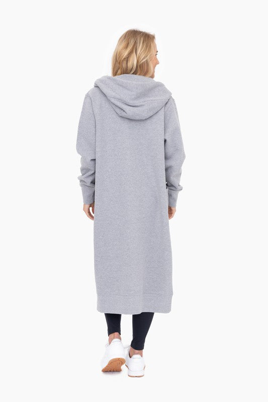 Longline Full-Zip Hoodie - Grey-hoodie- Hometown Style HTS, women's in store and online boutique located in Ingersoll, Ontario