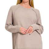 Chenille Raglan Sweater - Mocha-Sweater- Hometown Style HTS, women's in store and online boutique located in Ingersoll, Ontario