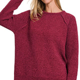 Chenille Raglan Sweater - Cabernet-Sweater- Hometown Style HTS, women's in store and online boutique located in Ingersoll, Ontario