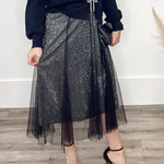 Ombre Glitter Mesh Midi Skirt - Black-skirt- Hometown Style HTS, women's in store and online boutique located in Ingersoll, Ontario