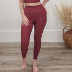 Ribbed Leggings - Merlot-leggings- Hometown Style HTS, women's in store and online boutique located in Ingersoll, Ontario