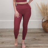 Ribbed Leggings - Merlot-leggings- Hometown Style HTS, women's in store and online boutique located in Ingersoll, Ontario