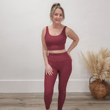 Ribbed Leggings - Merlot-leggings- Hometown Style HTS, women's in store and online boutique located in Ingersoll, Ontario