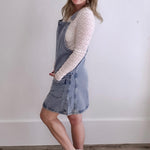 Denim Overall Mini Dress-denim- Hometown Style HTS, women's in store and online boutique located in Ingersoll, Ontario