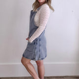 Denim Overall Mini Dress-denim- Hometown Style HTS, women's in store and online boutique located in Ingersoll, Ontario