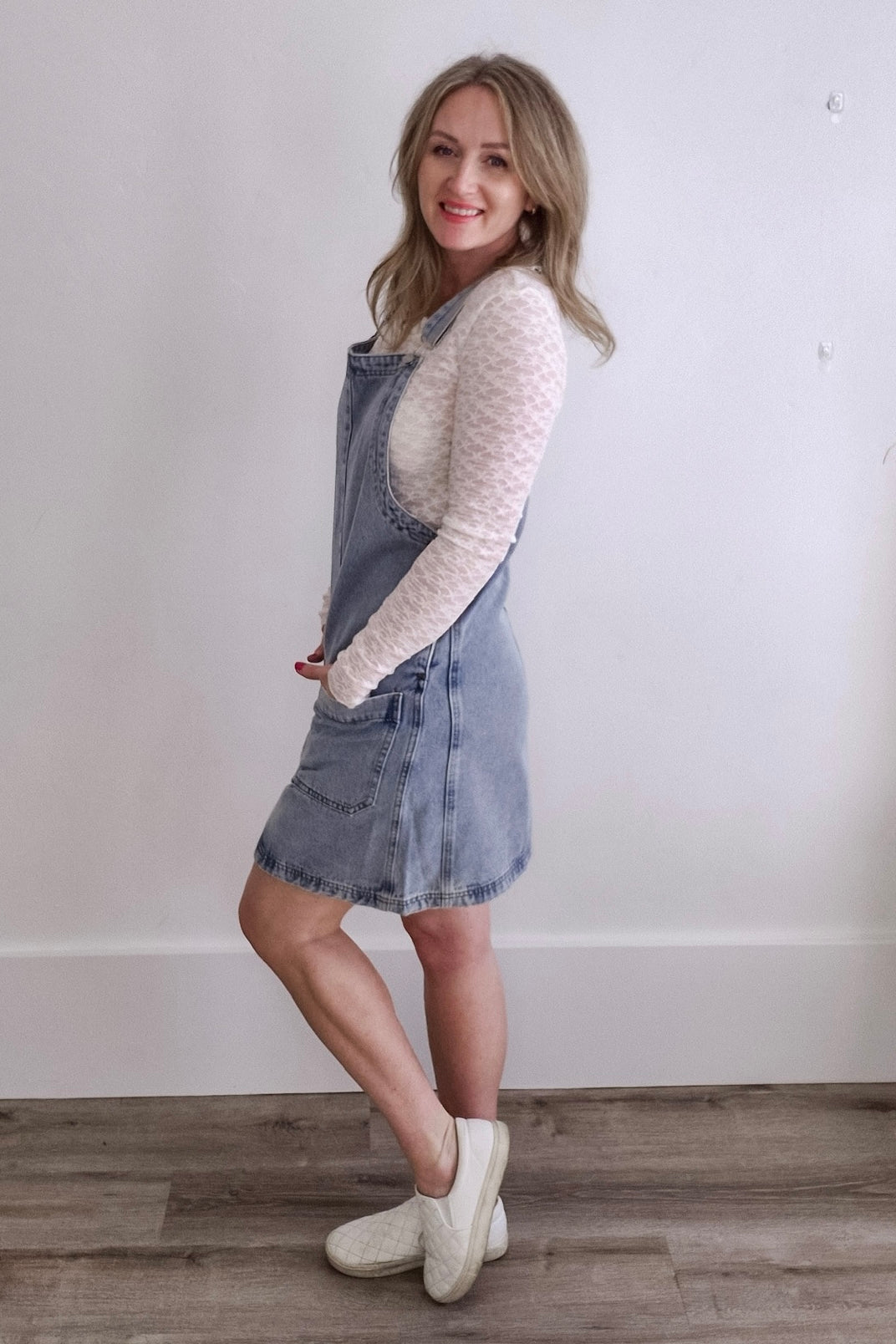 Denim Overall Mini Dress-denim- Hometown Style HTS, women's in store and online boutique located in Ingersoll, Ontario