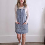 Denim Overall Mini Dress-denim- Hometown Style HTS, women's in store and online boutique located in Ingersoll, Ontario