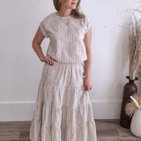 Striped Relaxed Crop top and Skirt Set - Coco-set- Hometown Style HTS, women's in store and online boutique located in Ingersoll, Ontario
