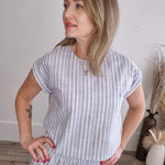 Striped Relaxed Crop top and Skirt Set - Blue-set- Hometown Style HTS, women's in store and online boutique located in Ingersoll, Ontario