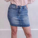 Judy Blue Denim Mini Skirt-Skirt- Hometown Style HTS, women's in store and online boutique located in Ingersoll, Ontario
