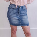 Judy Blue Denim Mini Skirt-Skirt- Hometown Style HTS, women's in store and online boutique located in Ingersoll, Ontario