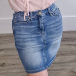 Judy Blue Denim Mini Skirt-Skirt- Hometown Style HTS, women's in store and online boutique located in Ingersoll, Ontario
