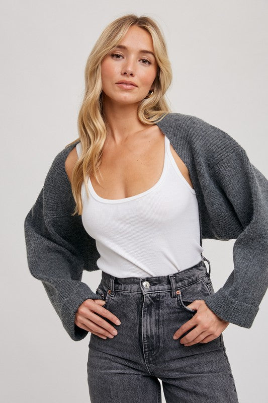 Bolero Shrug - Grey-Sweater- Hometown Style HTS, women's in store and online boutique located in Ingersoll, Ontario