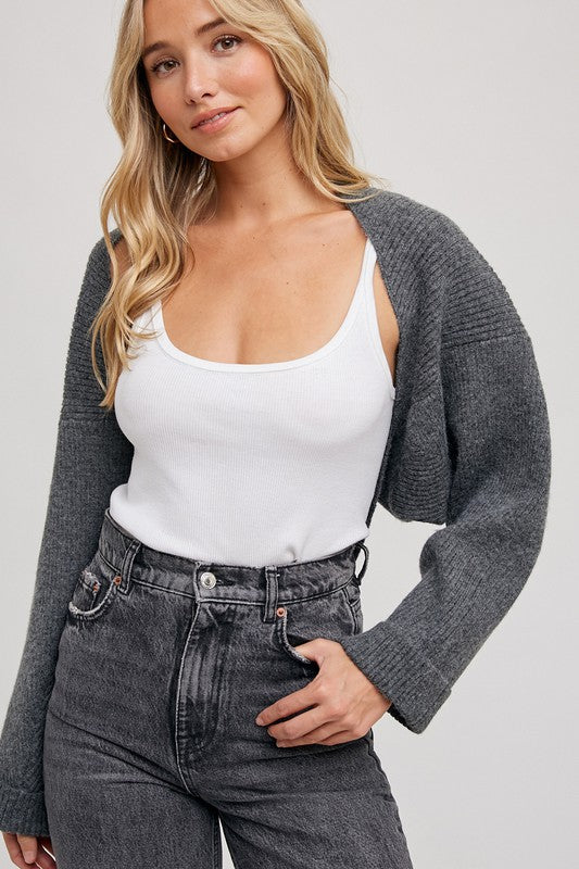 Bolero Shrug - Grey-Sweater- Hometown Style HTS, women's in store and online boutique located in Ingersoll, Ontario