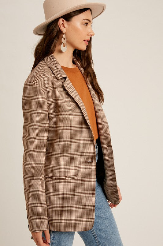 Plaid Oversized Blazer-blazer- Hometown Style HTS, women's in store and online boutique located in Ingersoll, Ontario