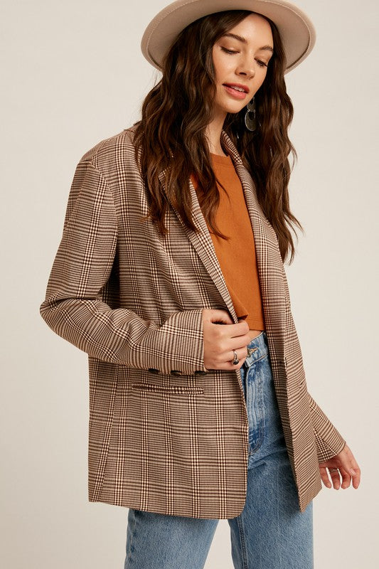 Plaid Oversized Blazer-blazer- Hometown Style HTS, women's in store and online boutique located in Ingersoll, Ontario