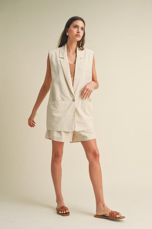 Linen Oversized Vest - Oatmeal-vest- Hometown Style HTS, women's in store and online boutique located in Ingersoll, Ontario