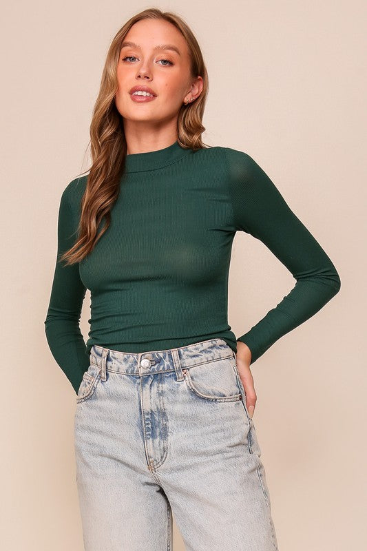 Ribbed Turtle Neck - Hunter Green-turtleneck- Hometown Style HTS, women's in store and online boutique located in Ingersoll, Ontario