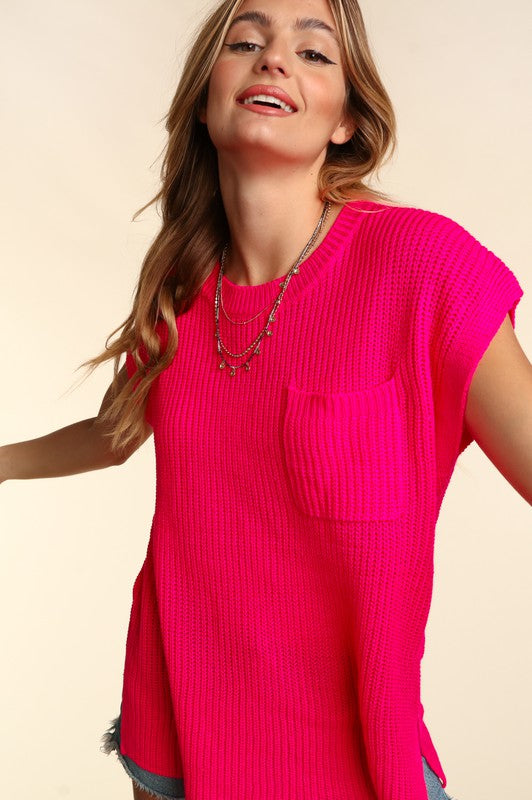 Dolman Oversized Sweater Top - Hot Pink-Shirts & Tops- Hometown Style HTS, women's in store and online boutique located in Ingersoll, Ontario
